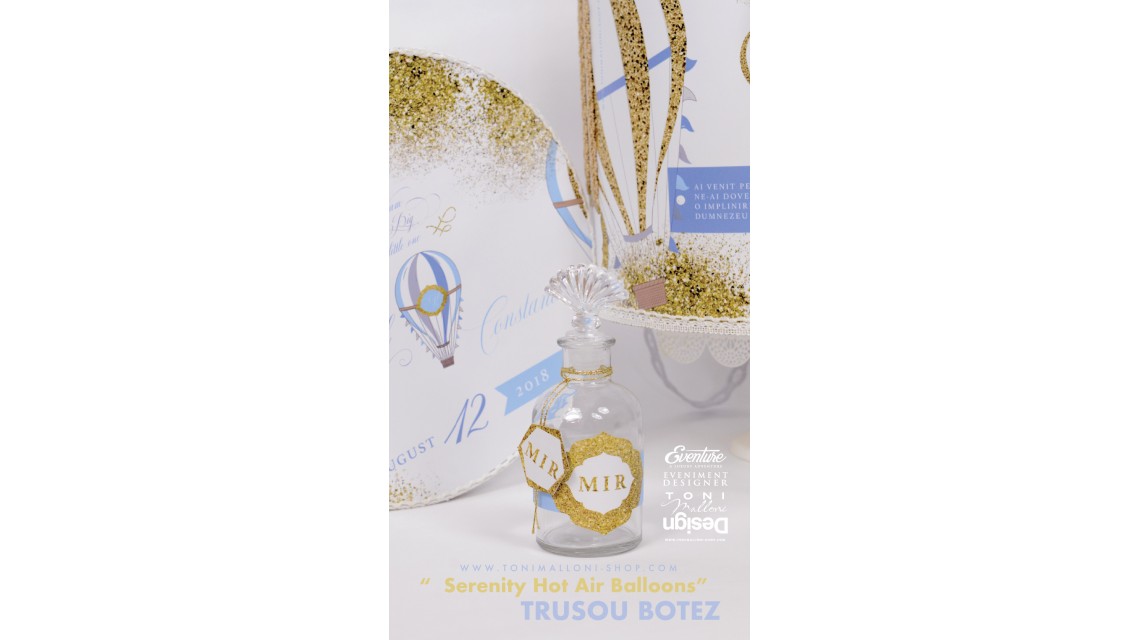 Trusou botez cu baloane de aer cald bleu gold, Jurnal de calatorie 1